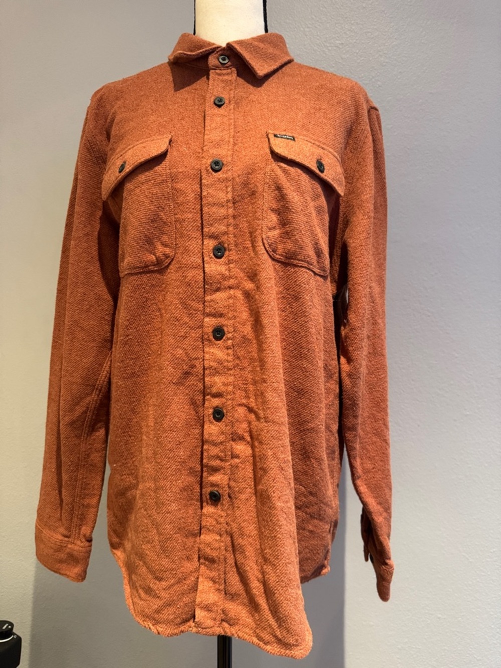 Brixton Rust Orange Button-Front Shacket with Chest Pockets - Picture 4 of 14